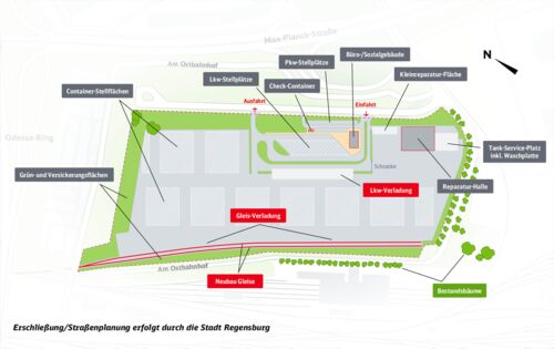 Lageplan des künftigen Containerdepots in Regensburg